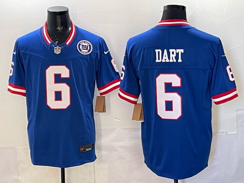 Men 2025 Nike New York Giants #6 Dart Blue 3th generation Thorwback Limited NFL Jersey 0014